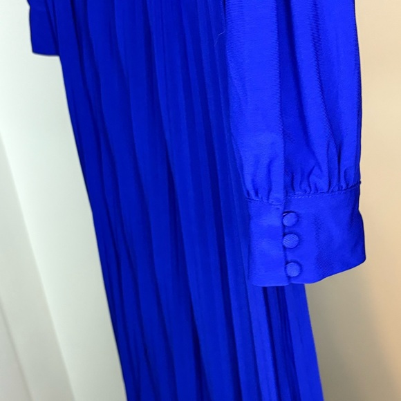 Jessica Howard Modest Elegant Dark Royal Blue Long Sleeve Pleated Dress Size 16 - Picture 6 of 8